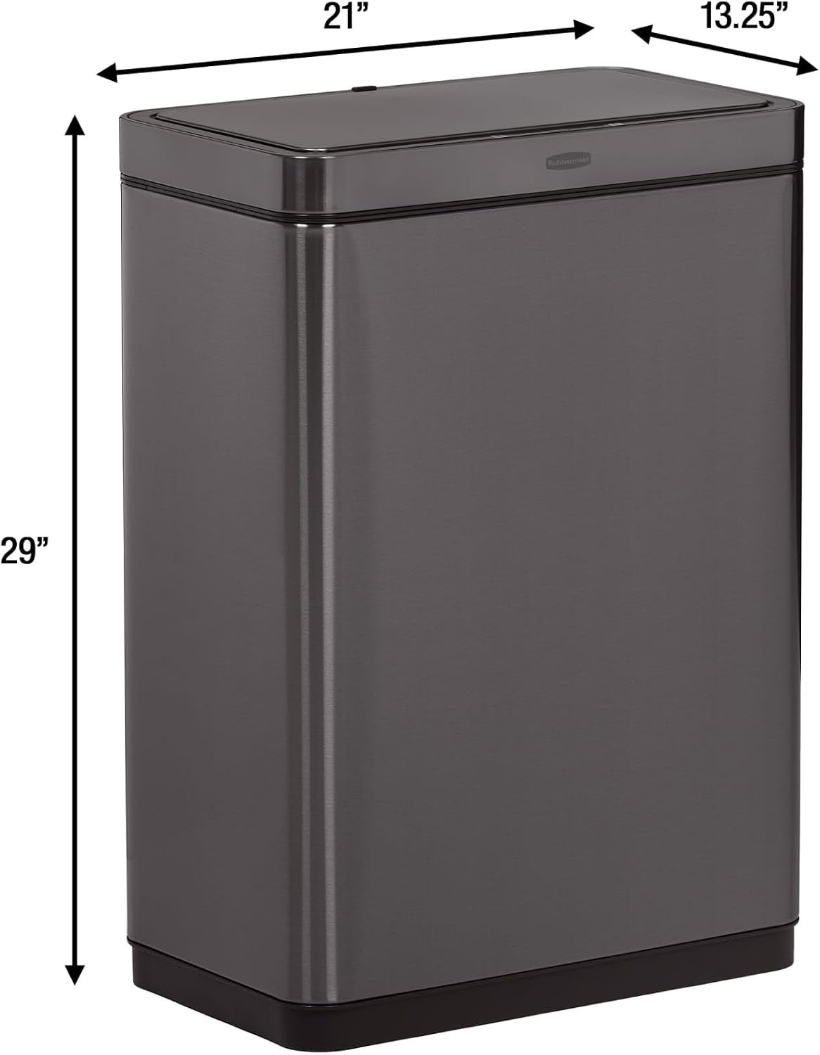 image:imageRubbermaid Elite Stainless Steel Slim Sensor Trash Can 12Gallon Batteries Included Charcoal Wastebasket for HomeKitchenGarageApartmentOfficeSensor