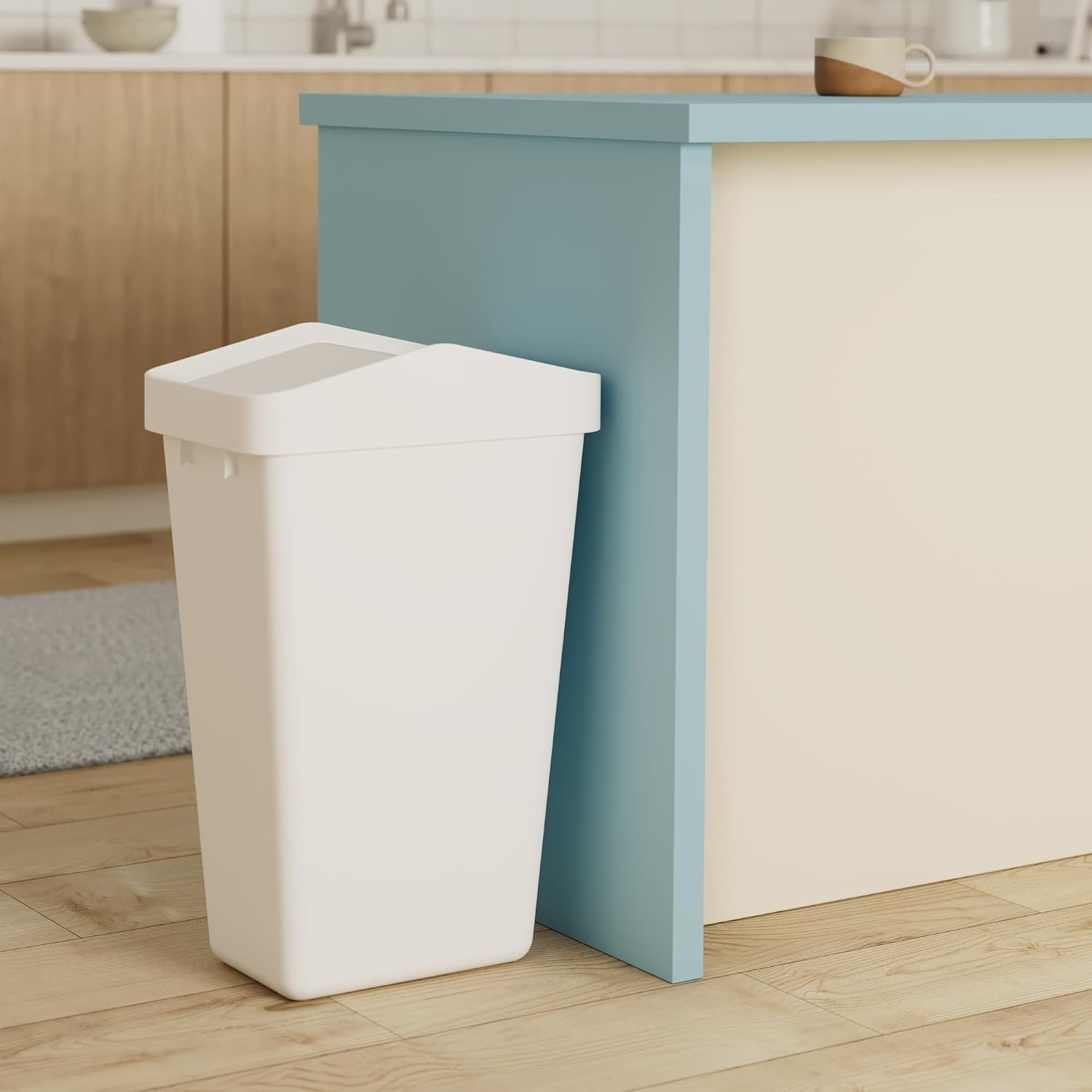 image:imageRubbermaid Swing Top Waste Container for Home and Kitchen Easy Access Disposal and Slim Modern Trash Can with Lid 122 Gallon Capacity WhiteWhite