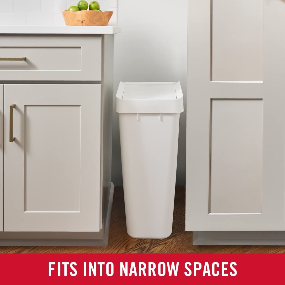 image:imageRubbermaid Swing Top Waste Container for Home and Kitchen Easy Access Disposal and Slim Modern Trash Can with Lid 122 Gallon Capacity WhiteWhite