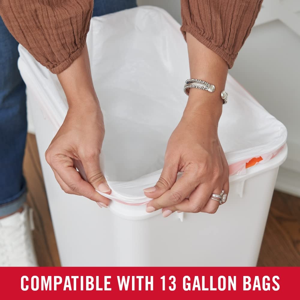 image:imageRubbermaid Swing Top Waste Container for Home and Kitchen Easy Access Disposal and Slim Modern Trash Can with Lid 122 Gallon Capacity WhiteWhite