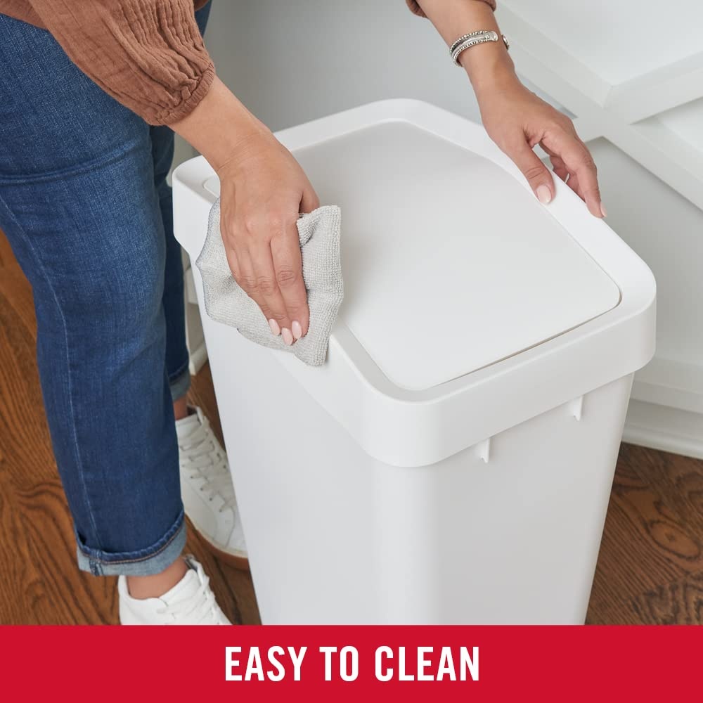 image:imageRubbermaid Swing Top Waste Container for Home and Kitchen Easy Access Disposal and Slim Modern Trash Can with Lid 122 Gallon Capacity WhiteWhite