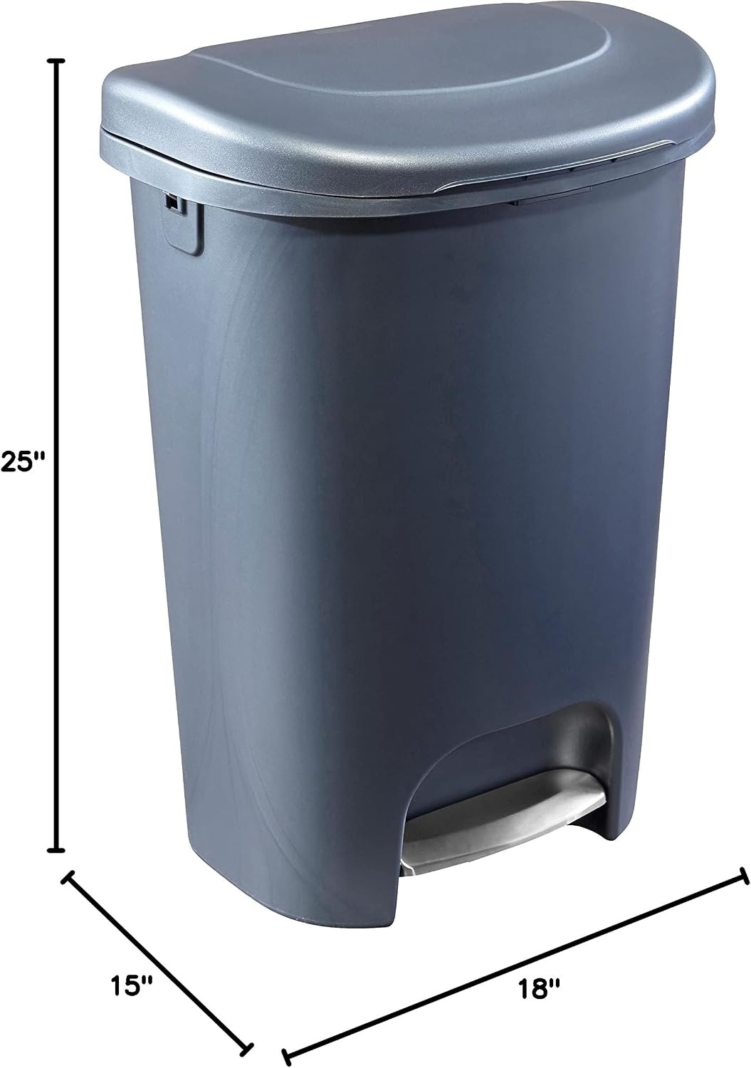 image:imageRubbermaid Classic StepOn Trash Can with Lid 13Gallon Black Easy Clean Wastebasket for HomeKitchenBedroomOfficeGarageGunmetal Blue