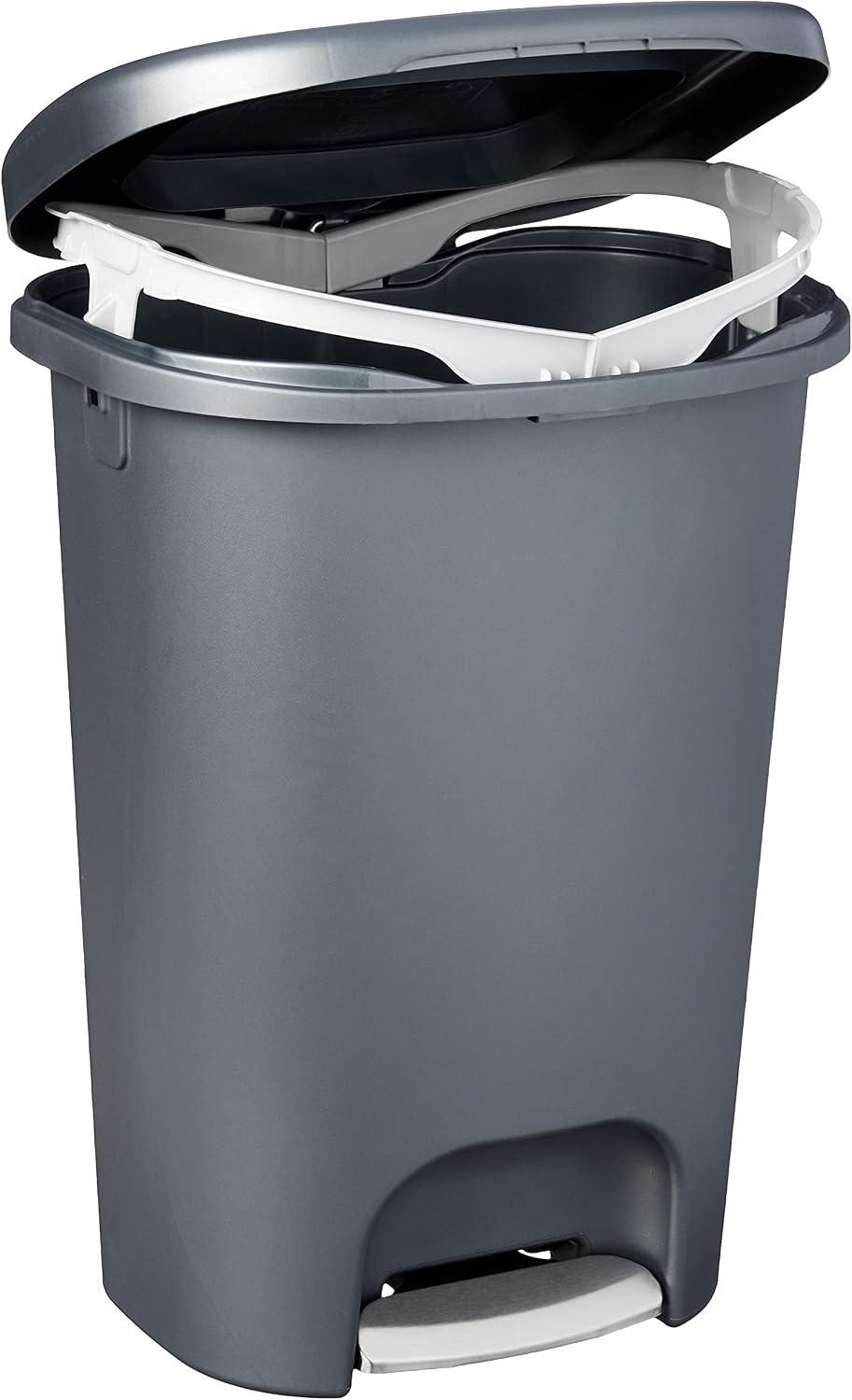 image:imageRubbermaid Classic StepOn Trash Can with Lid 13Gallon Black Easy Clean Wastebasket for HomeKitchenBedroomOfficeGarageGunmetal Blue