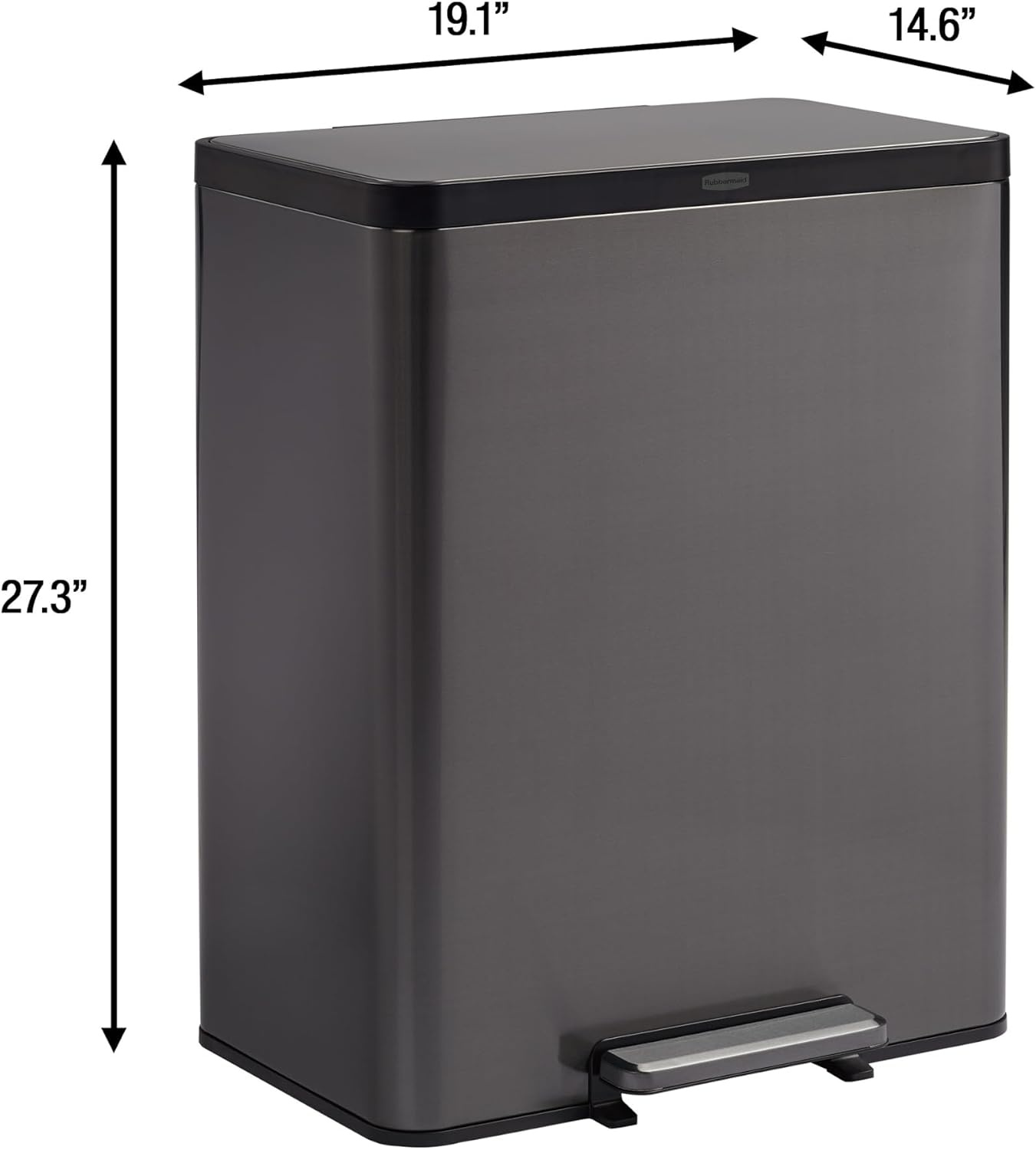 image:imageRubbermaid Elite Stainless Steel Metal Dual Stream StepOn Trash 105Gallon Charcoal Wastebasket HomeKitchen Trash and Recycle Bin Combo158 Gallon