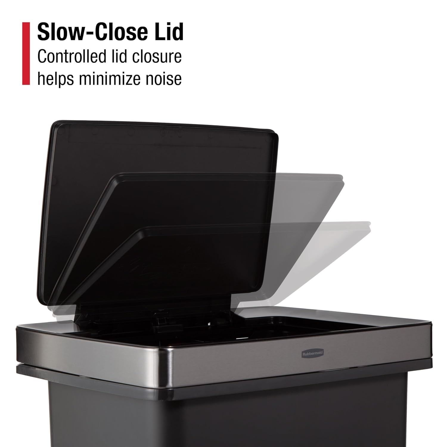 image:imageRubbermaid Premier HighCapacity StepOn Trash Can 19 Gallon Single or Dual Stream Trash or Recycling Charcoal StainlessSteel Rim Lid Lock Quiet Lid for HomeKitchenGarageApartmentMetal Rim
