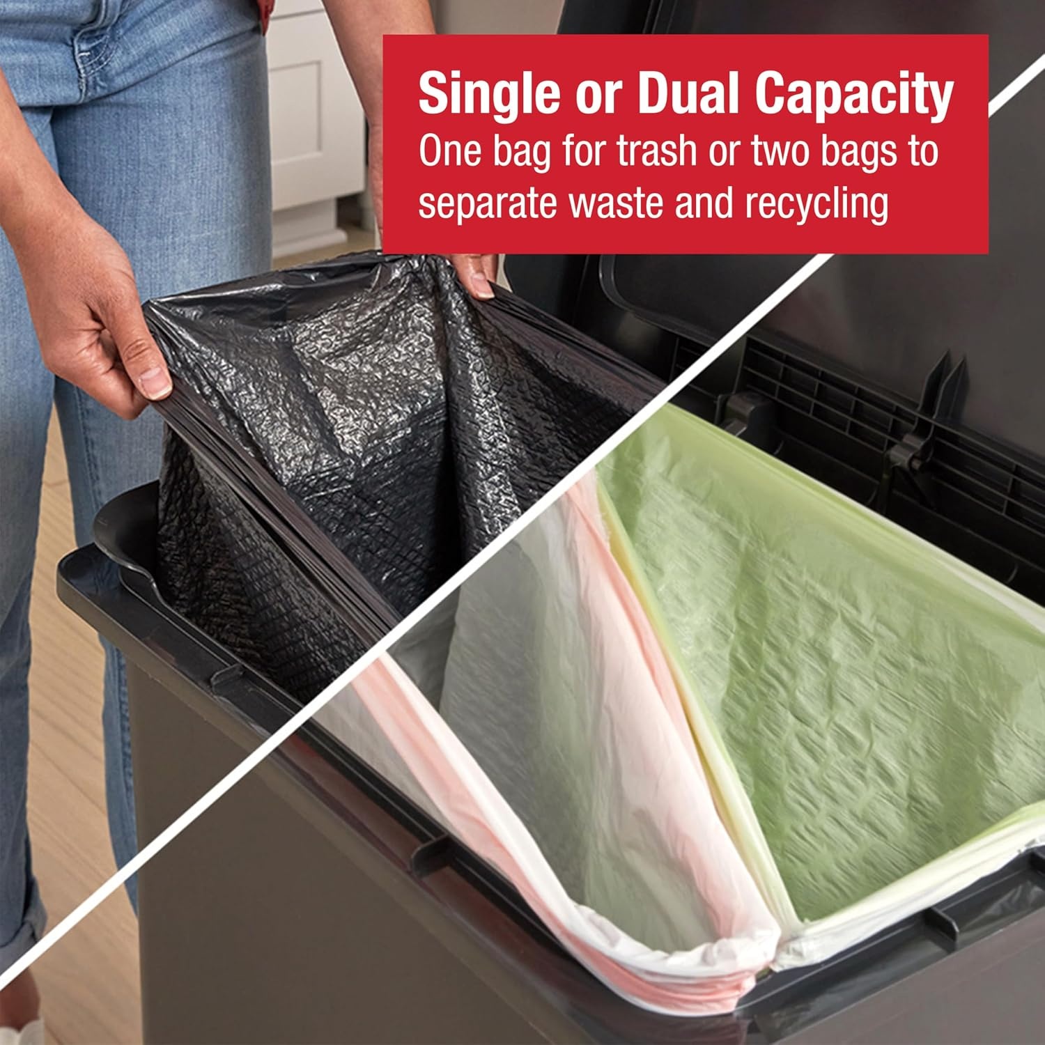image:imageRubbermaid Premier HighCapacity StepOn Trash Can 19 Gallon Single or Dual Stream Trash or Recycling Charcoal StainlessSteel Rim Lid Lock Quiet Lid for HomeKitchenGarageApartmentResin Rim