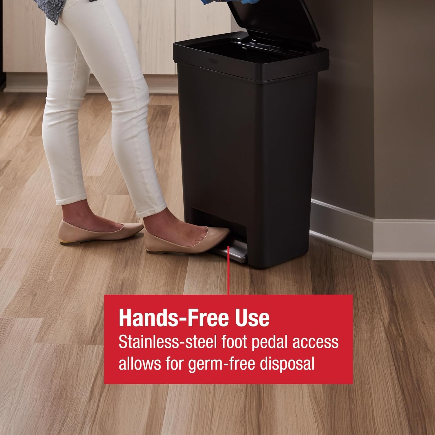 image:imageRubbermaid Premier Series IV StepOn Trash Can for Home and Kitchen 124 Gallon Stainless Steel Lid Charcoal for HomeKitchenGarageApartmentOfficeResin Rim Lid