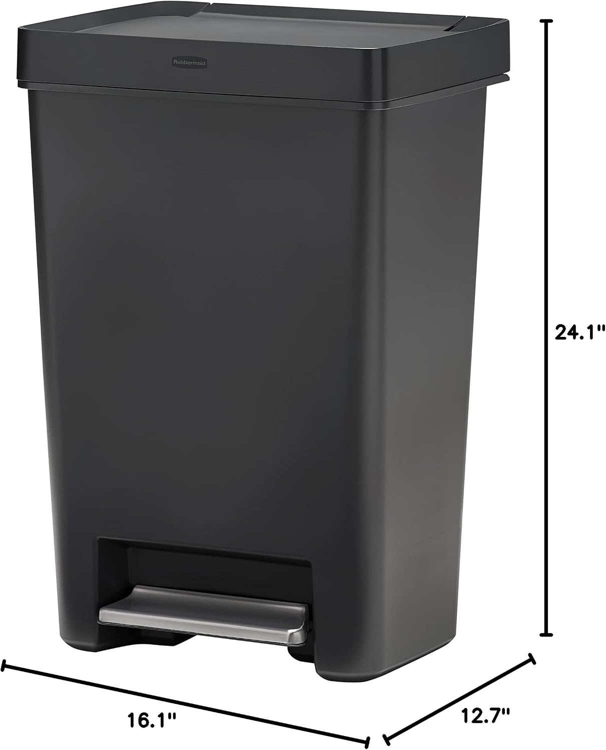image:imageRubbermaid Premier Series IV StepOn Trash Can for Home and Kitchen 124 Gallon Stainless Steel Lid Charcoal for HomeKitchenGarageApartmentOfficeResin Rim Lid