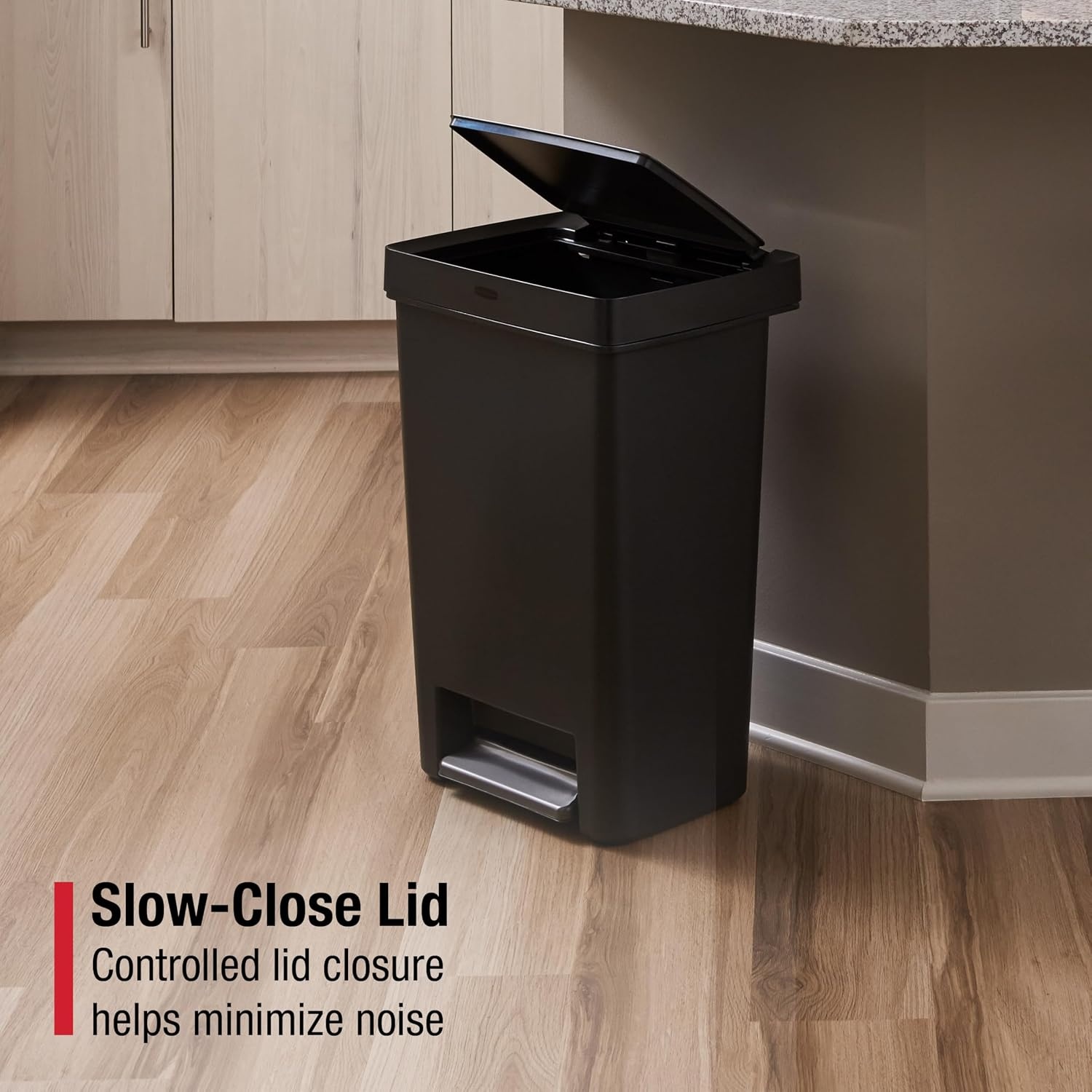 image:imageRubbermaid Premier Series IV StepOn Trash Can for Home and Kitchen 124 Gallon Stainless Steel Lid Charcoal for HomeKitchenGarageApartmentOfficeResin Rim Lid