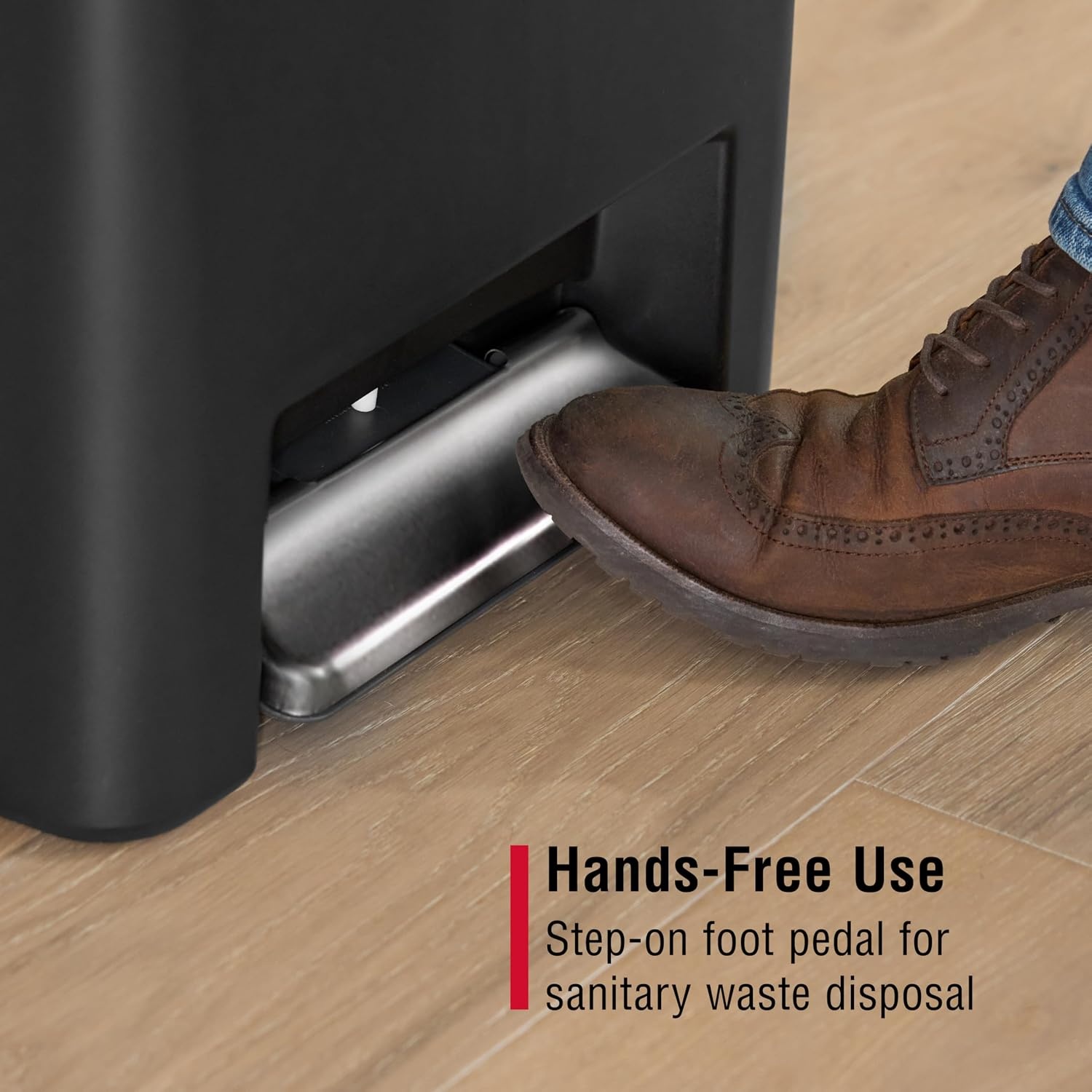 image:imageRubbermaid StepOn Kitchen Trash Can with Lid 124 Gallon Black Plastic Garbage Container for HomeKitchenApartmentGarage