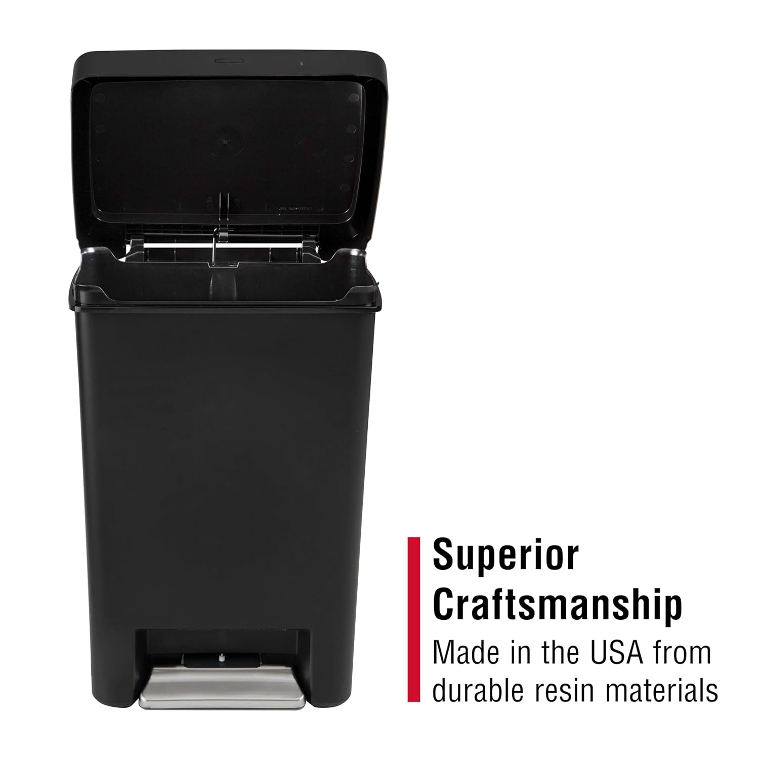 image:imageRubbermaid StepOn Kitchen Trash Can with Lid 124 Gallon Black Plastic Garbage Container for HomeKitchenApartmentGarage
