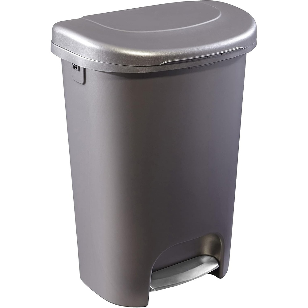 image:imageRubbermaid Classic StepOn Trash Can with Lid 13Gallon Black Easy Clean Wastebasket for HomeKitchenBedroomOfficeGarageBronze