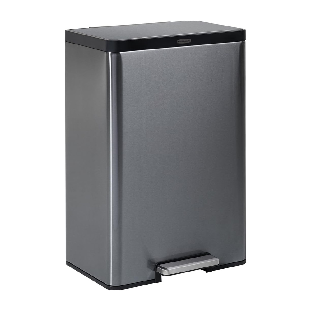 image:imageRubbermaid Elite Stainless Steel StepOn Trash Can 12 Gallon Charcoal Wastebasket for HomeKitchenGarageApartmentOfficeStainless Steel Charcoal