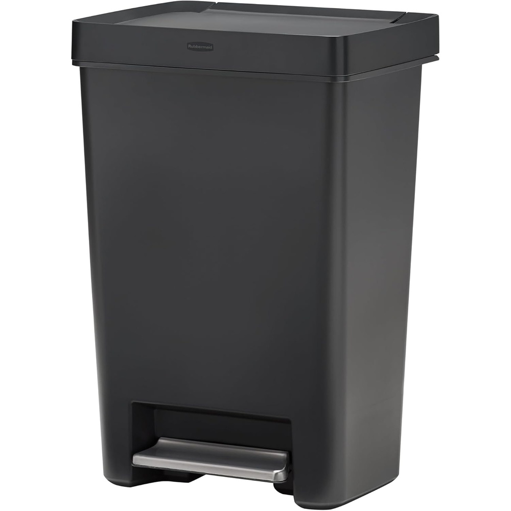 image:imageRubbermaid Premier Series IV StepOn Trash Can for Home and Kitchen 124 Gallon Stainless Steel Lid Charcoal for HomeKitchenGarageApartmentOfficeResin Rim  Lid
