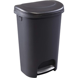 Rubbermaid Classic Step-On Trash Can with Lid, 13-Gallon, Black, Easy Clean Wastebasket for Home/Kitchen/Bedroom/Office/Garage(Black)