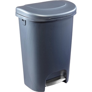 Rubbermaid Classic Step-On Trash Can with Lid, 13-Gallon, Black, Easy Clean Wastebasket for Home/Kitchen/Bedroom/Office/Garage(Gunmetal Blue)