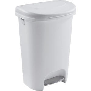 Rubbermaid Classic Step-On Trash Can with Lid, 13-Gallon, Black, Easy Clean Wastebasket for Home/Kitchen/Bedroom/Office/Garage(White)