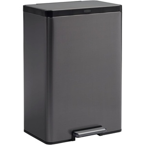 Rubbermaid Elite Stainless Steel Metal Dual Stream Step-On Trash, 10.5-Gallon, Charcoal, Wastebasket Home/Kitchen, Trash and Recycle Bin Combo(10.5 Gallon)