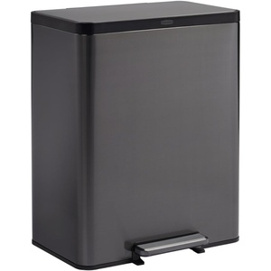 Rubbermaid Elite Stainless Steel Metal Dual Stream Step-On Trash, 10.5-Gallon, Charcoal, Wastebasket Home/Kitchen, Trash and Recycle Bin Combo(15.8 Gallon)