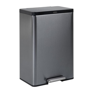 Rubbermaid Elite Stainless Steel Step-On Trash Can, 12 Gallon, Charcoal, Wastebasket for Home/Kitchen/Garage/Apartment/Office(Stainless Steel Charcoal)