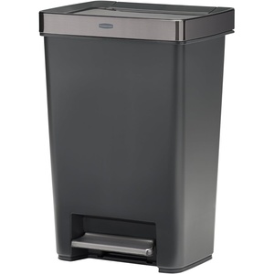 Rubbermaid Premier Series IV Step-On Trash Can for Home and Kitchen, 12.4 Gallon, Stainless Steel Lid Charcoal, for Home/Kitchen/Garage/Apartment/Office(Metal Rim & Lid)